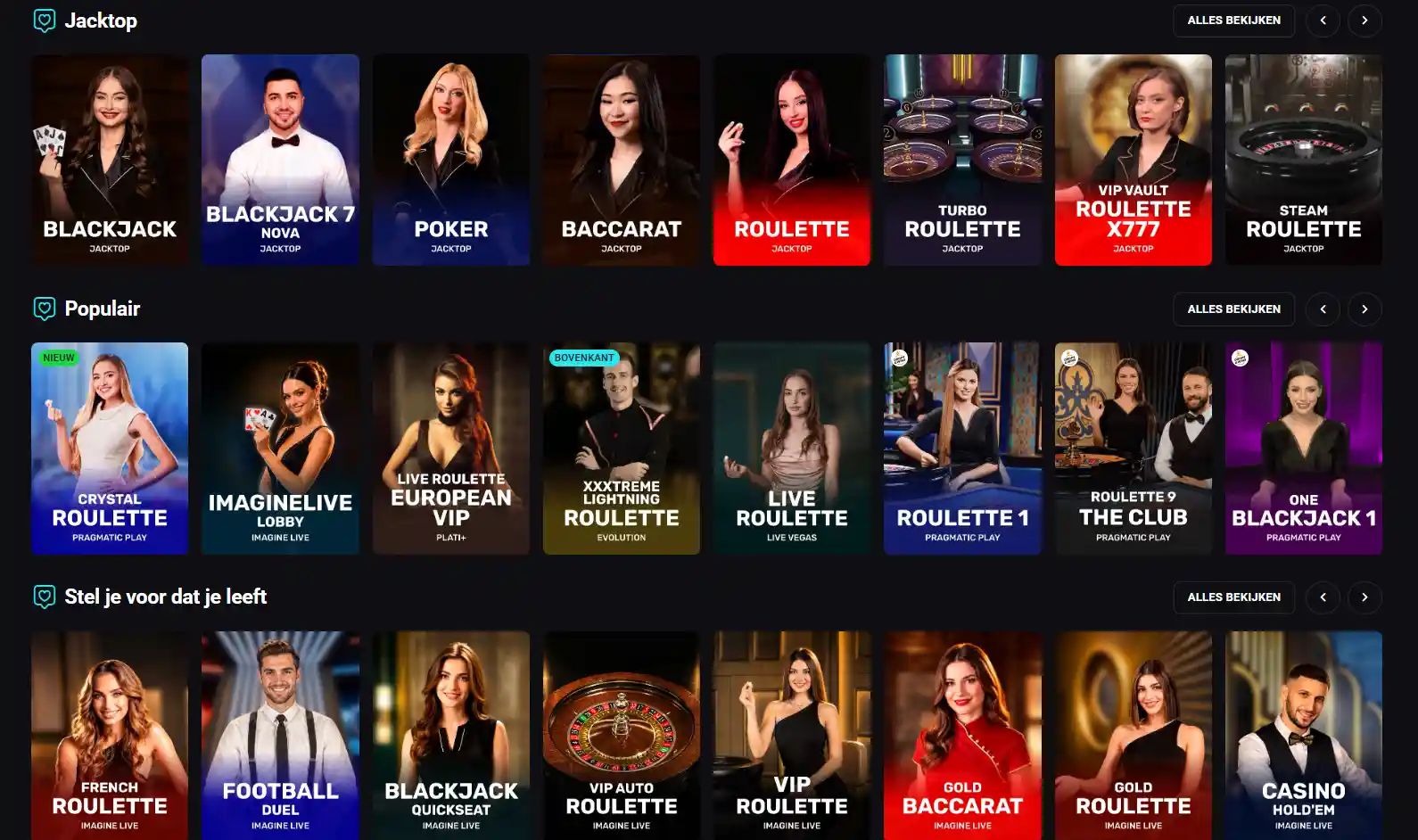NovaDreams live casino: blackjack, roulette en meer
